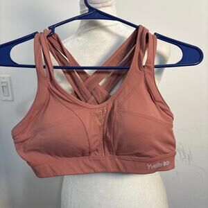 Yvette Women's Power Cross Back Padded Running Bra  Rose Small